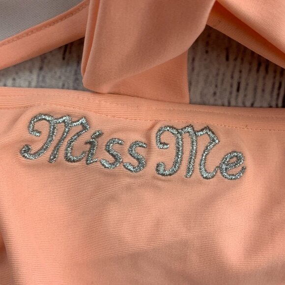 Miss Me sz Large Bikini Top & Bottom Peach Rhinestone Details - Picture 8 of 14